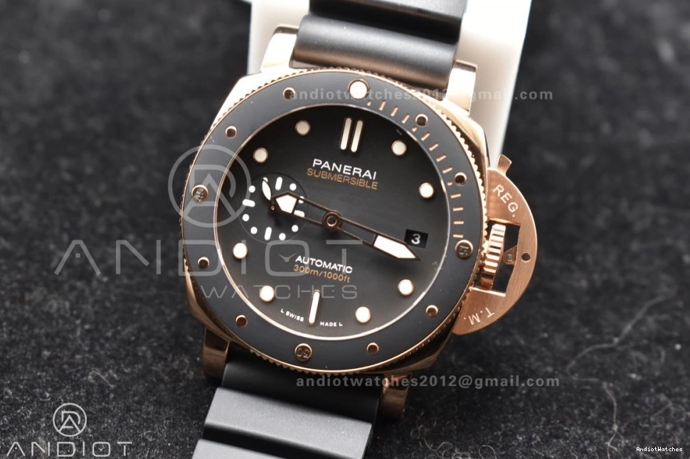 PAM2164 Submersible Dial Black WrinkleFree Best on P Rubber VSF 992 Black Edition 42mm Strap 0927